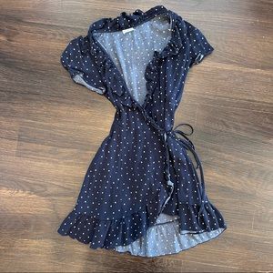 Aritzia Sunday Best Mini Wrap Dress Blue XS